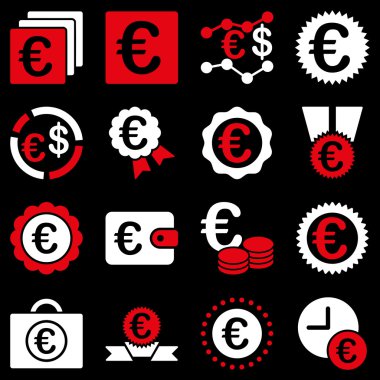 Euro bankacılık iş ve hizmet araçları simgeler