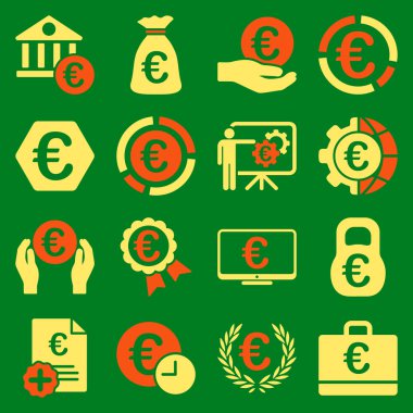 Euro bankacılık iş ve hizmet araçları simgeler