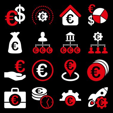 Euro bankacılık iş ve hizmet araçları simgeler