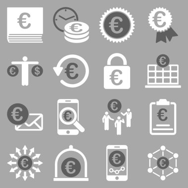 Euro bankacılık iş ve hizmet araçları simgeler