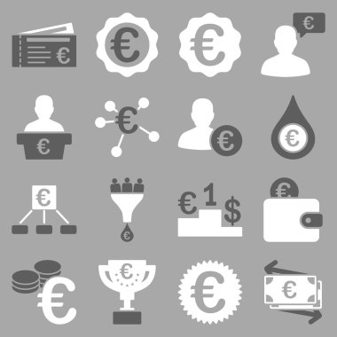 Euro bankacılık iş ve hizmet araçları simgeler