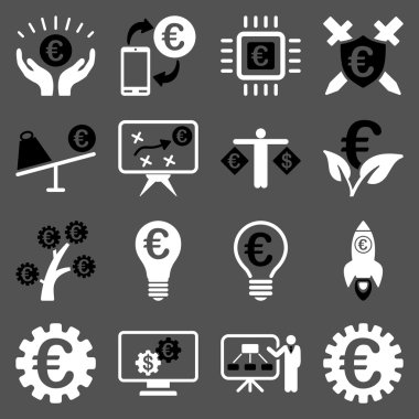 Euro bankacılık iş ve hizmet araçları simgeler