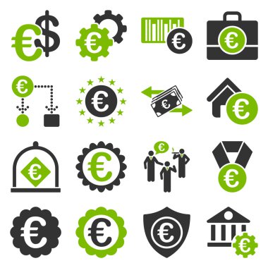 Euro bankacılık iş ve hizmet araçları simgeler