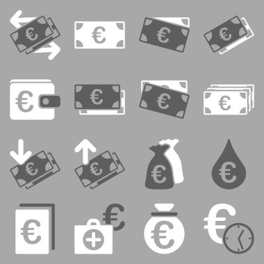 Euro bankacılık iş ve hizmet araçları simgeler