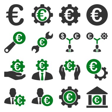 Euro bankacılık iş ve hizmet araçları simgeler