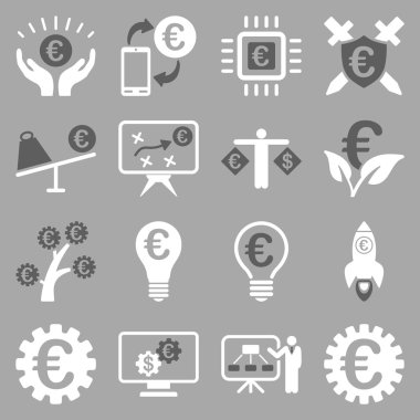 Euro bankacılık iş ve hizmet araçları simgeler