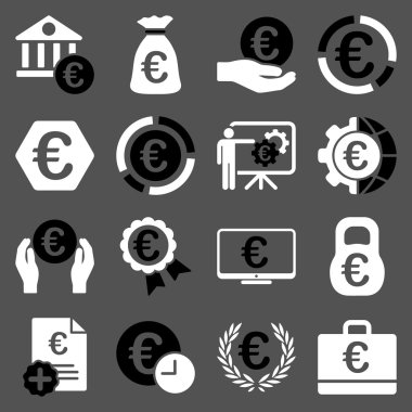 Euro bankacılık iş ve hizmet araçları simgeler