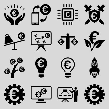Euro bankacılık iş ve hizmet araçları simgeler