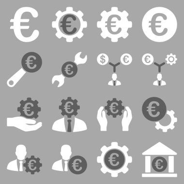 Euro bankacılık iş ve hizmet araçları simgeler
