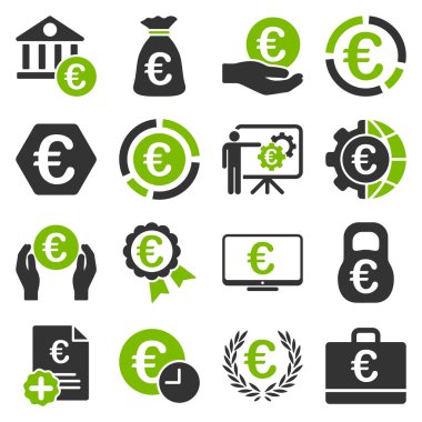 Euro bankacılık iş ve hizmet araçları simgeler