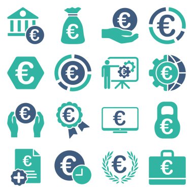 Euro bankacılık iş ve hizmet araçları simgeler