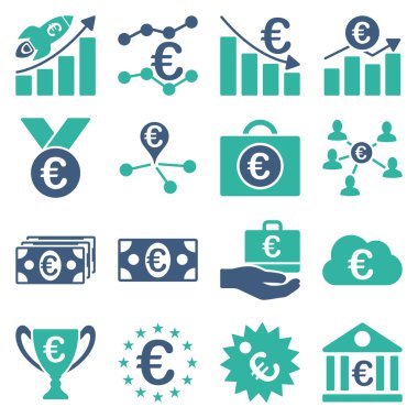 Euro bankacılık iş ve hizmet araçları simgeler