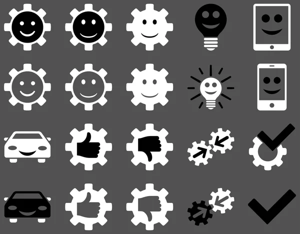 Hulpmiddelen en glimlach Gears pictogrammen — Stockfoto