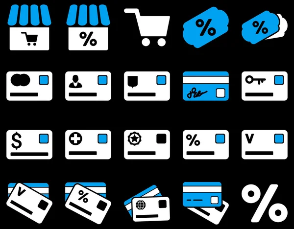 Winkelen en bank kaart pictogrammenset — Stockfoto