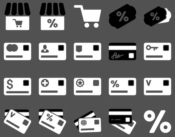 Conjunto de ícones de compras e cartões bancários — Fotografia de Stock