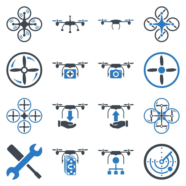 Latające ikony płaskie bicolor drone — Zdjęcie stockowe