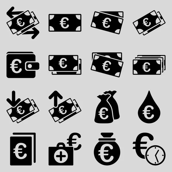 Symbole des Euro-Bankgeschäfts und der Dienstleistungsinstrumente — Stockfoto