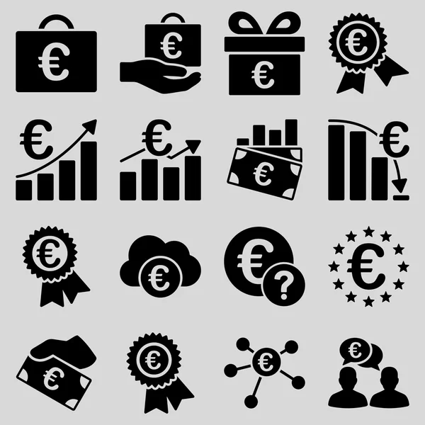 Iconos de negocio y herramientas de servicios bancarios en euros — Foto de Stock