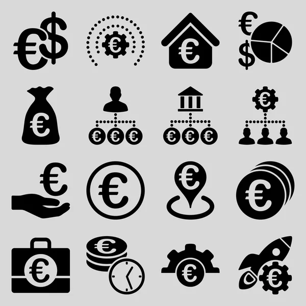 Euro banking business and service tools icons — Stock Photo, Image