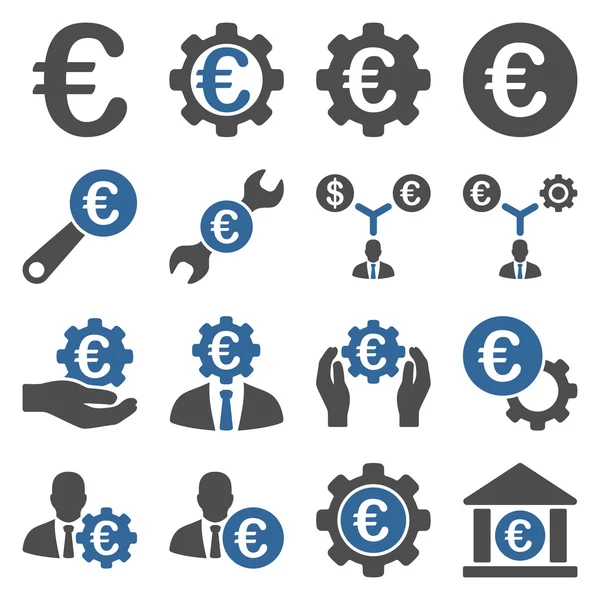 Iconos de negocio y herramientas de servicios bancarios en euros — Foto de Stock