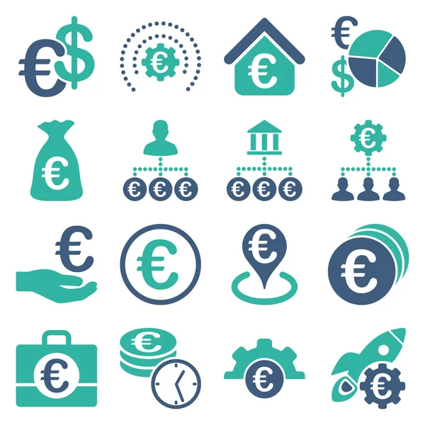 Euro bankacılık iş ve hizmet araçları simgeler