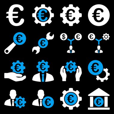 Euro bankacılık iş ve hizmet araçları simgeler