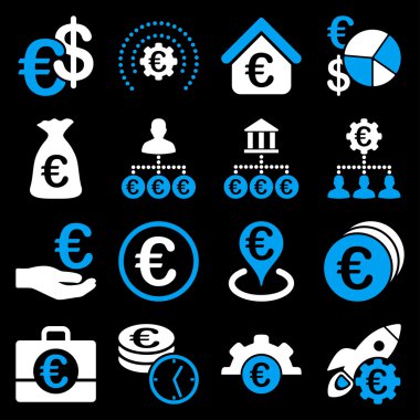 Euro bankacılık iş ve hizmet araçları simgeler