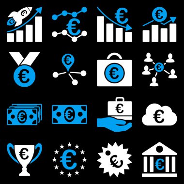 Euro bankacılık iş ve hizmet araçları simgeler