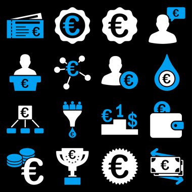 Euro bankacılık iş ve hizmet araçları simgeler