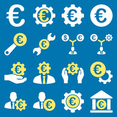 Euro bankacılık iş ve hizmet araçları simgeler