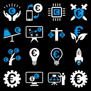 Euro bankacılık iş ve hizmet araçları simgeler