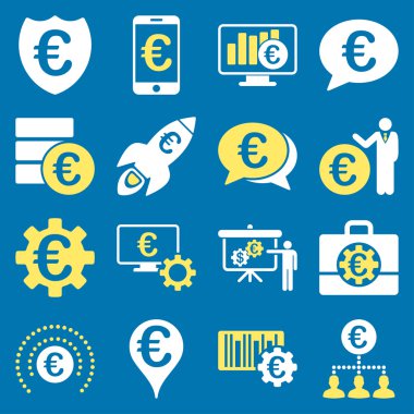 Euro bankacılık iş ve hizmet araçları simgeler
