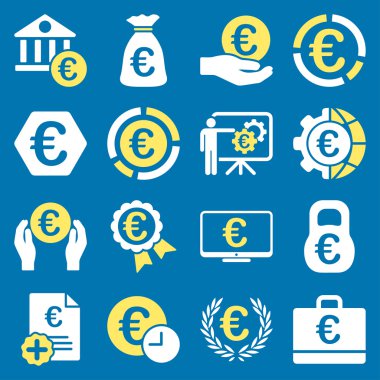 Euro bankacılık iş ve hizmet araçları simgeler