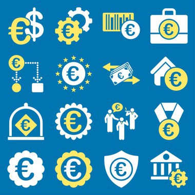 Euro bankacılık iş ve hizmet araçları simgeler