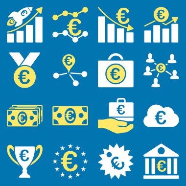Euro bankacılık iş ve hizmet araçları simgeler