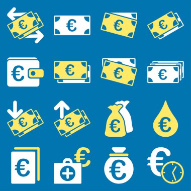 Euro bankacılık iş ve hizmet araçları simgeler