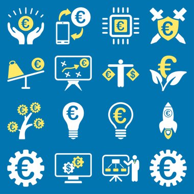 Euro bankacılık iş ve hizmet araçları simgeler