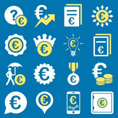 Euro bankacılık iş ve hizmet araçları simgeler