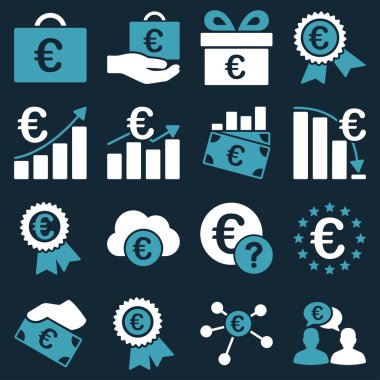 Euro bankacılık iş ve hizmet araçları simgeler