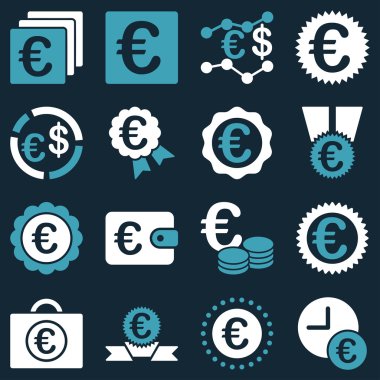 Euro bankacılık iş ve hizmet araçları simgeler