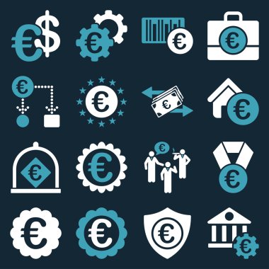 Euro bankacılık iş ve hizmet araçları simgeler