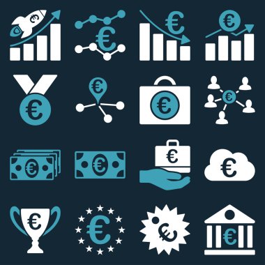 Euro bankacılık iş ve hizmet araçları simgeler