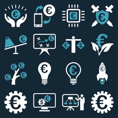 Euro bankacılık iş ve hizmet araçları simgeler