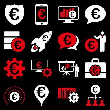 Euro bankacılık iş ve hizmet araçları simgeler
