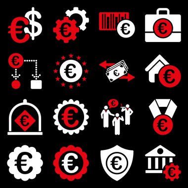 Euro bankacılık iş ve hizmet araçları simgeler