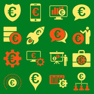 Euro bankacılık iş ve hizmet araçları simgeler