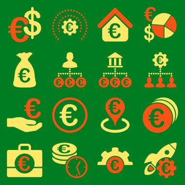 Euro bankacılık iş ve hizmet araçları simgeler