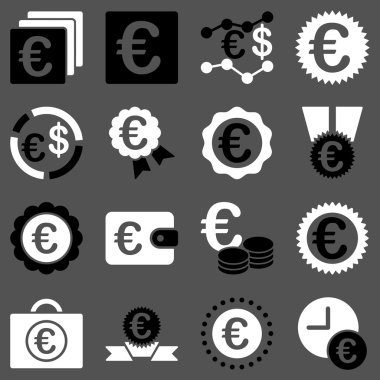 Euro bankacılık iş ve hizmet araçları simgeler