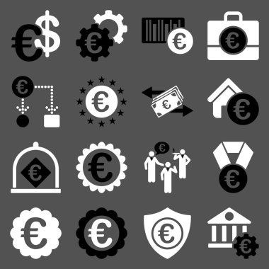 Euro bankacılık iş ve hizmet araçları simgeler