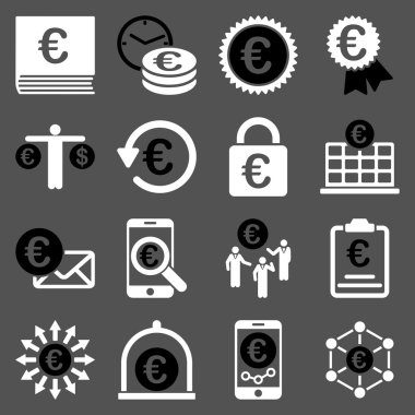 Euro bankacılık iş ve hizmet araçları simgeler